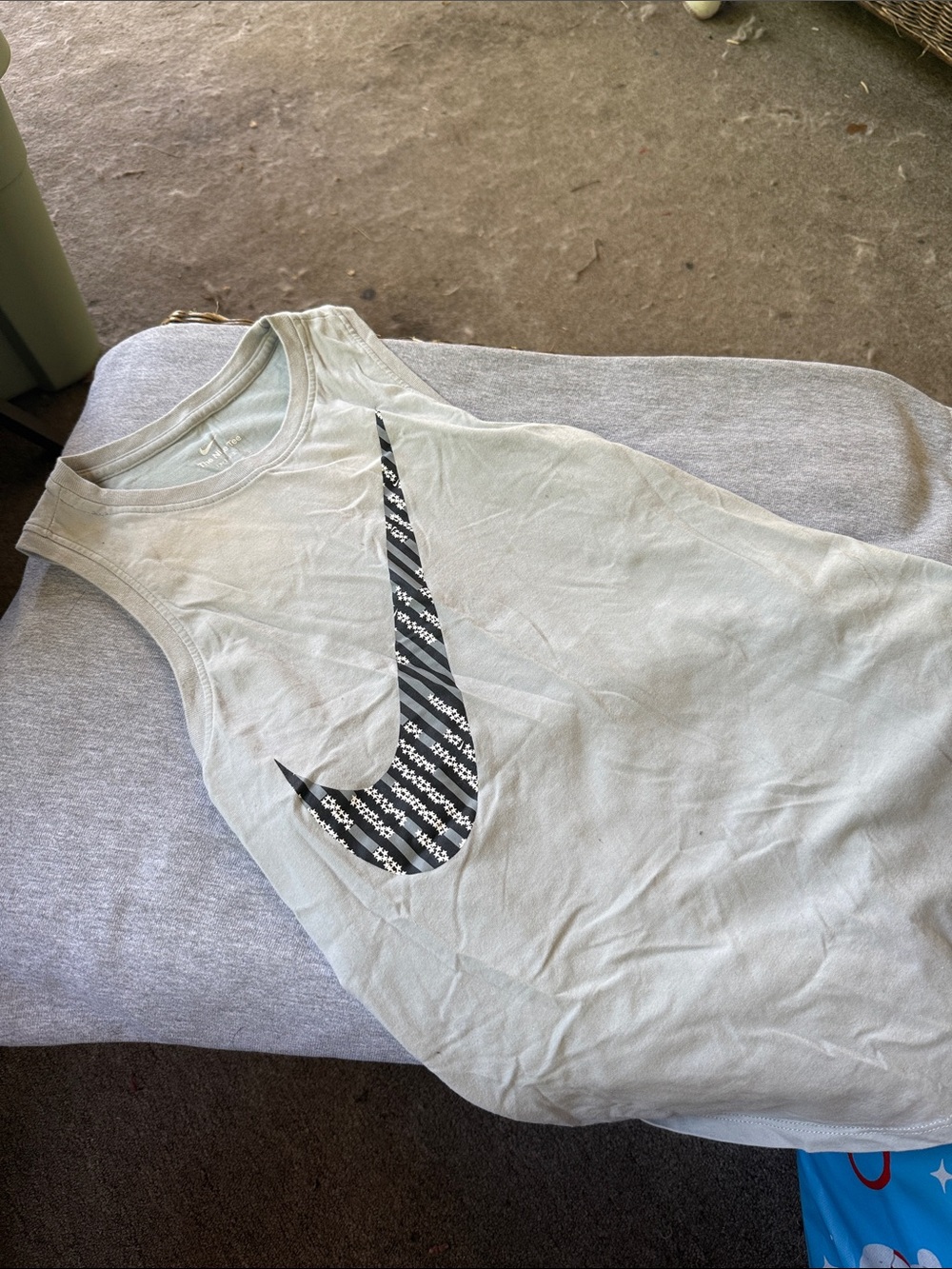 Nike Light Sage Tank Top with Black Patterned Swoosh